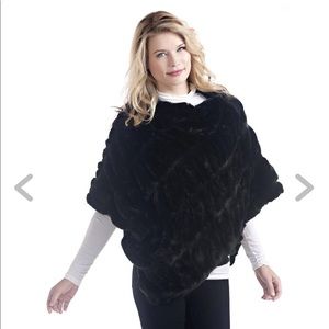 Onyx mink couture faux fur poncho